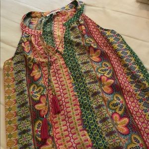 Bright and fun tank with tassel tie